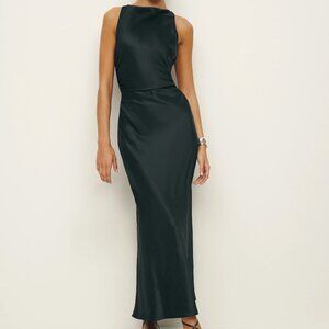 Reformation Casette Silk Dress (Black) - size 4
